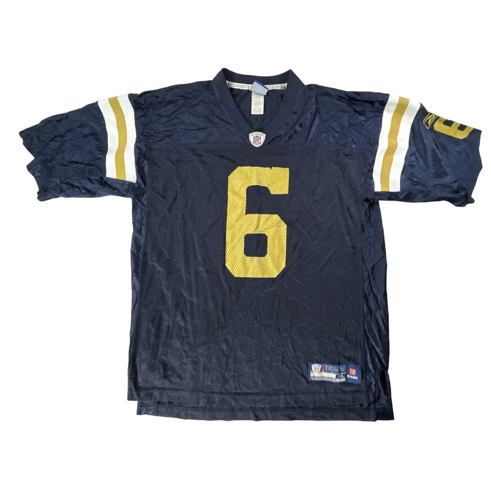 Reebok New York Jets Mark Sanchez 6 NFL Mens Jersey Navy Blue Gold XL